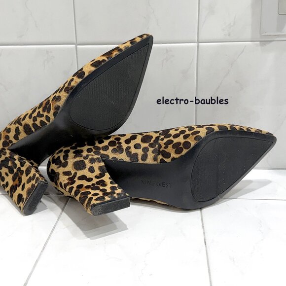 Nine West Blare Pony Hair Cheetah Print Block Heel 8.5M - EUC - Picture 11 of 14